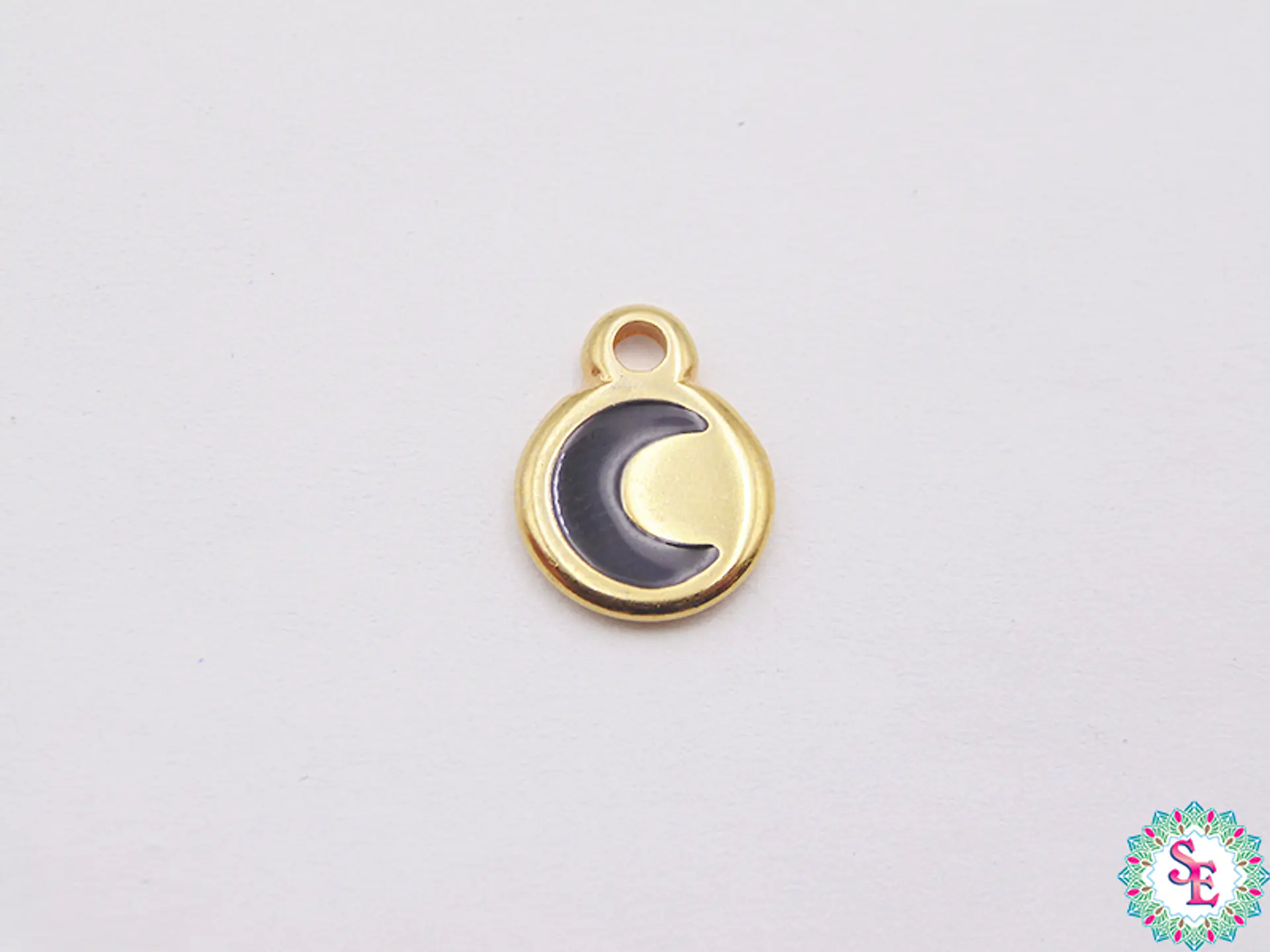 SAMAK DORADA DIJE APLIQUE LUNA NEGRA 10MM 1