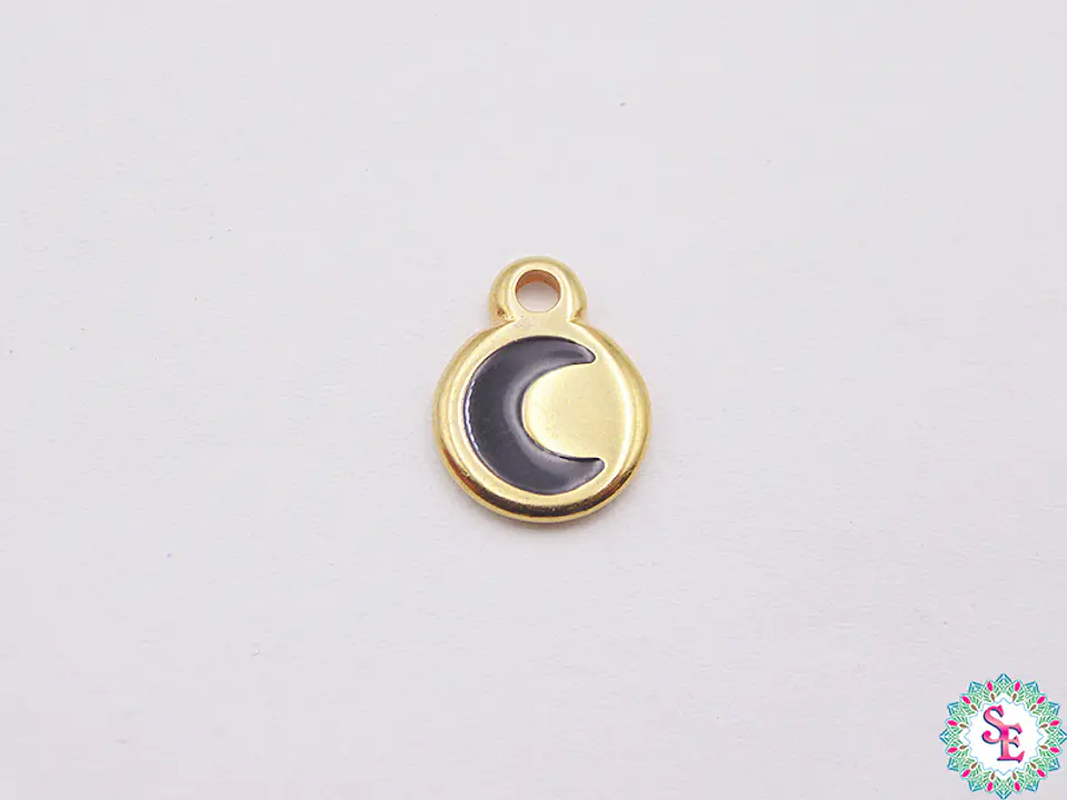 SAMAK DORADA DIJE APLIQUE LUNA NEGRA 10MM 1