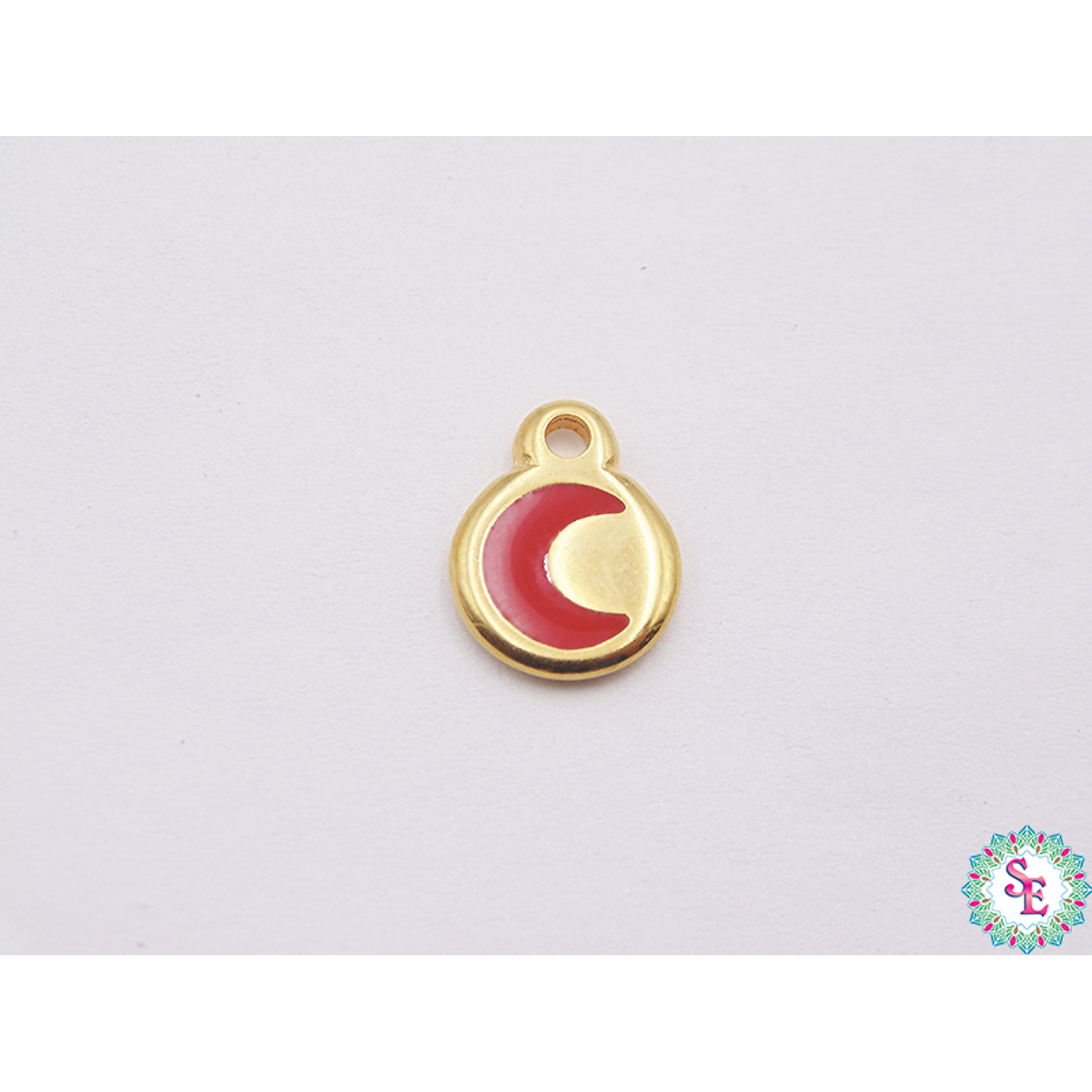 SAMAK DORADA DIJE APLIQUE LUNA ROJA 10MM  1