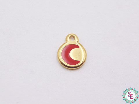 SAMAK DORADA DIJE APLIQUE LUNA ROJA 10MM 