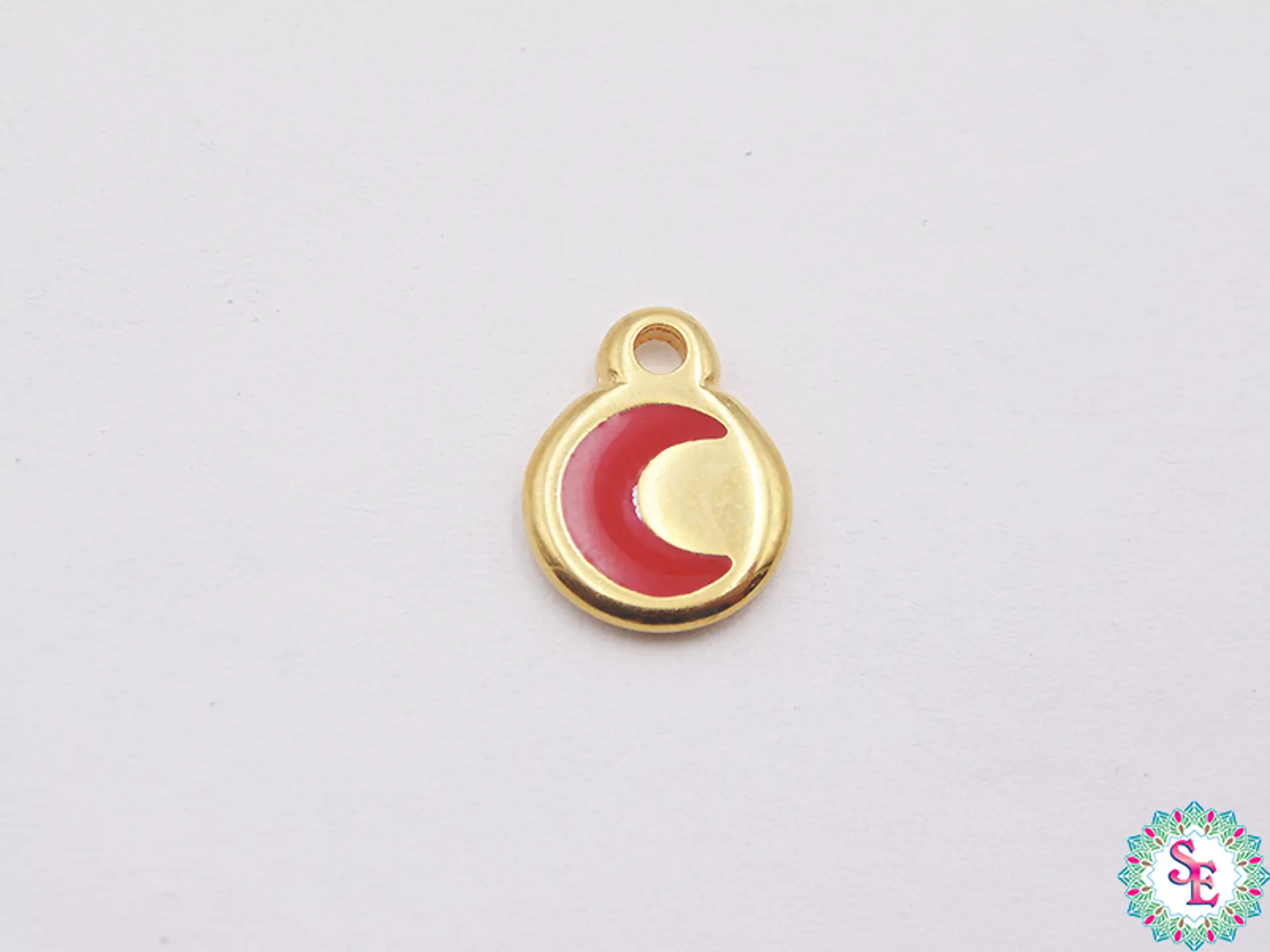 SAMAK DORADA DIJE APLIQUE LUNA ROJA 10MM  1