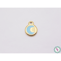 GOLDEN SAMAK BLUE TURQUOISE MOON APPLIQUE PENDANT 10MM X UNIT