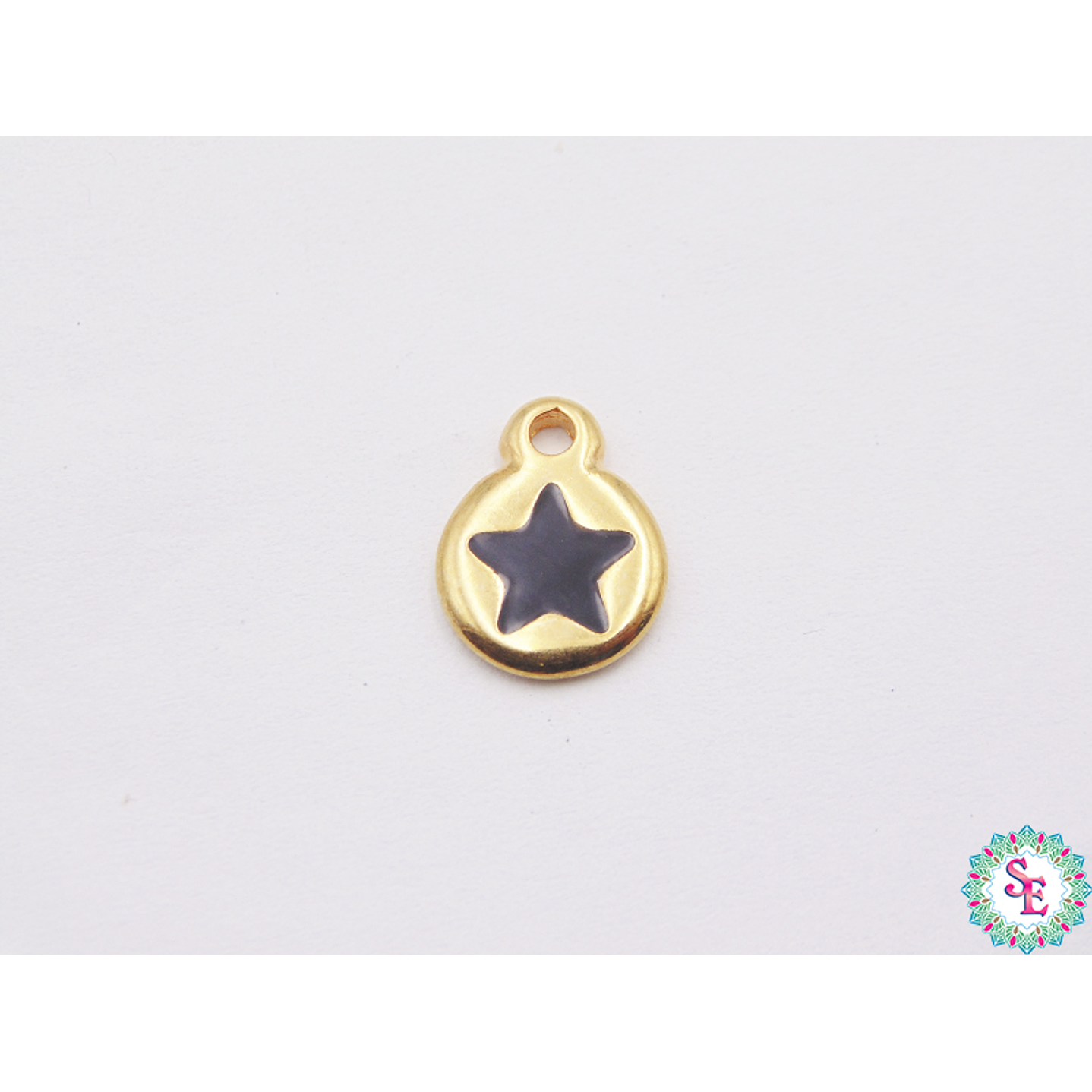 SAMAK DORADA DIJE APLIQUE ESTRELLA NEGRA 10MM X UND  1