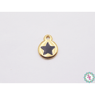 SAMAK DORADA DIJE APLIQUE ESTRELLA NEGRA 10MM X UND 