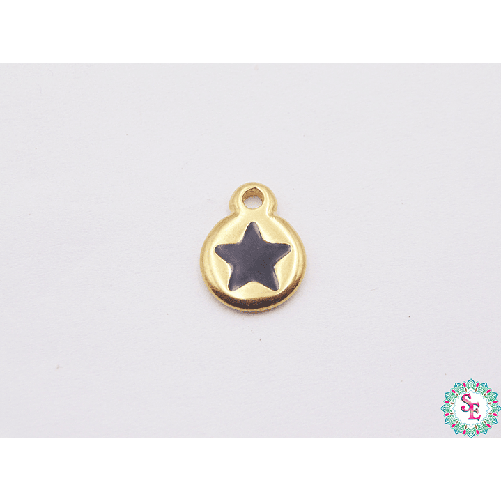 SAMAK DORADA DIJE APLIQUE ESTRELLA NEGRA 10MM X UND  1