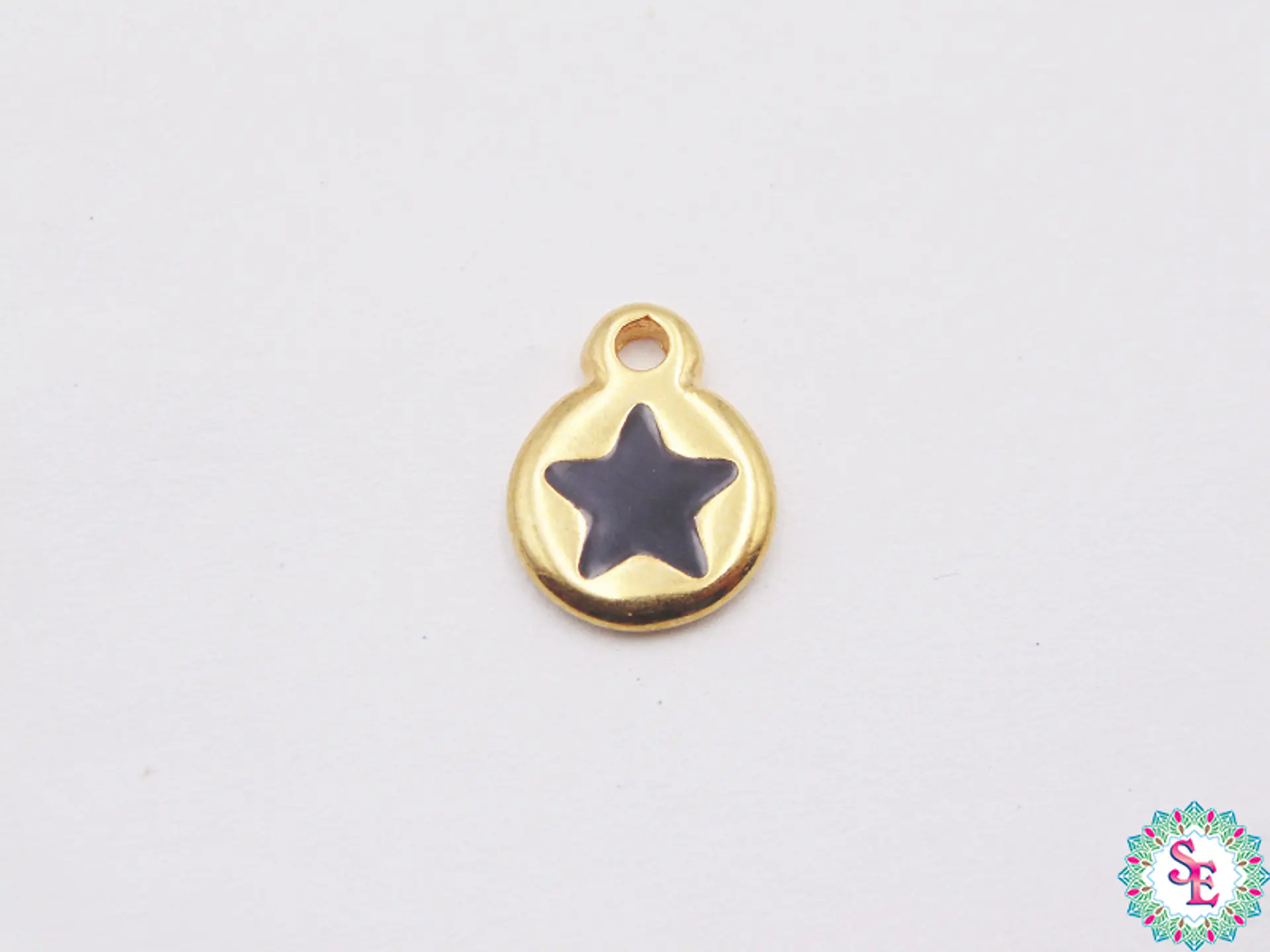 SAMAK DORADA DIJE APLIQUE ESTRELLA NEGRA 10MM X UND  1