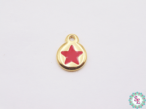 SAMAK DORADA DIJE APLIQUE ESTRELLA ROJA 10MM 