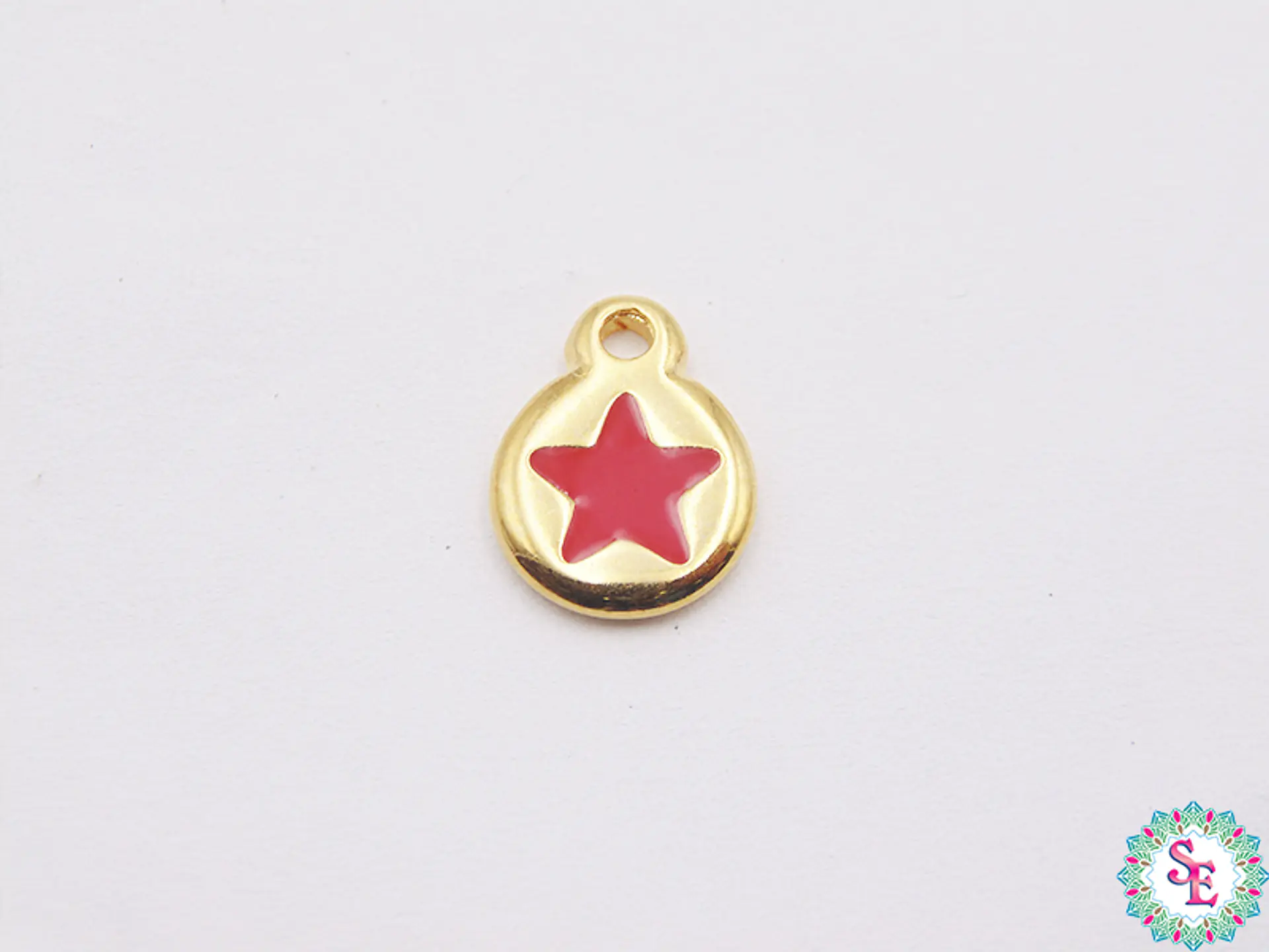 SAMAK DORADA DIJE APLIQUE ESTRELLA ROJA 10MM  1