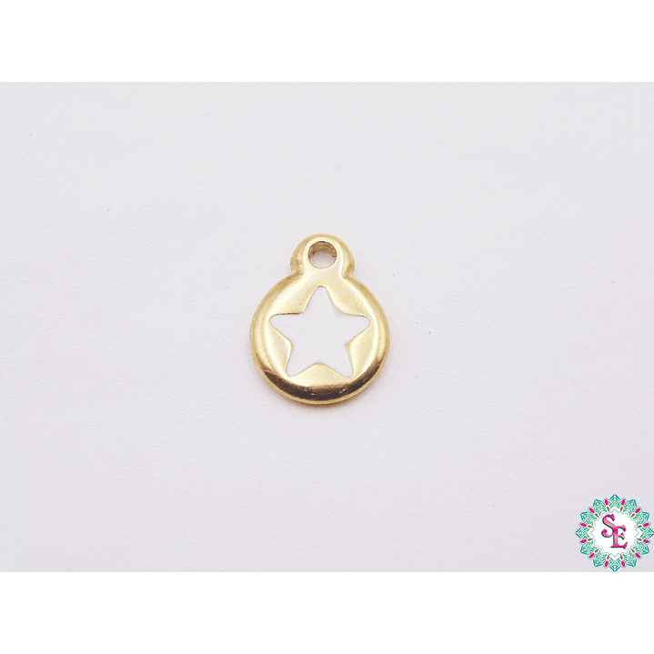 SAMAK DORADA DIJE APLIQUE ESTRELLA BLANCA 10MM X UND  1