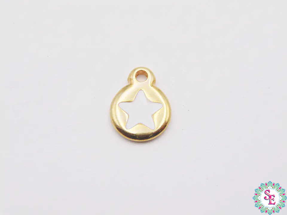 SAMAK DORADA DIJE APLIQUE ESTRELLA BLANCA 10MM X UND  1