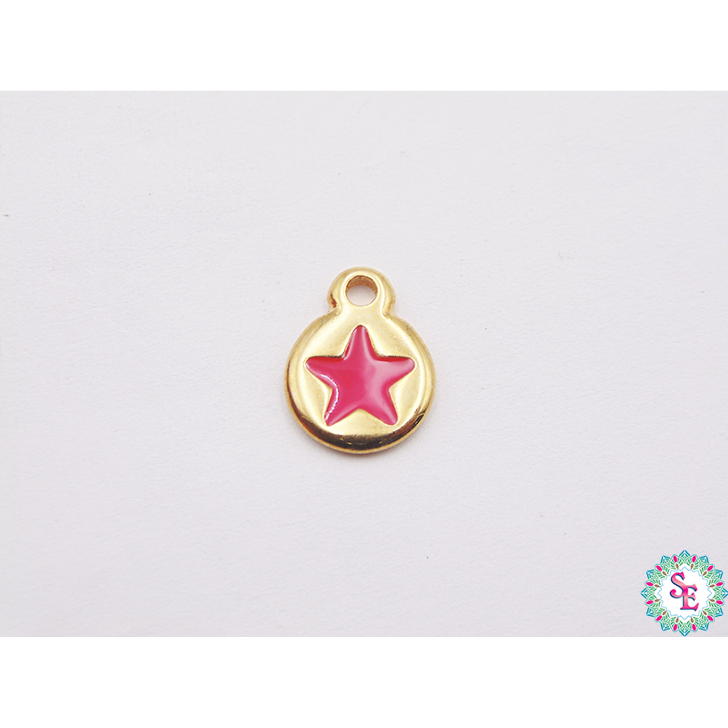 SAMAK DORADA DIJE APLIQUE ESTRELLA FUCSIA 10MM UNIDAD 1