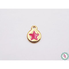 SAMAK GOLDEN FUCHSIA STAR APPLIQUE PENDANT 10MM X PCS