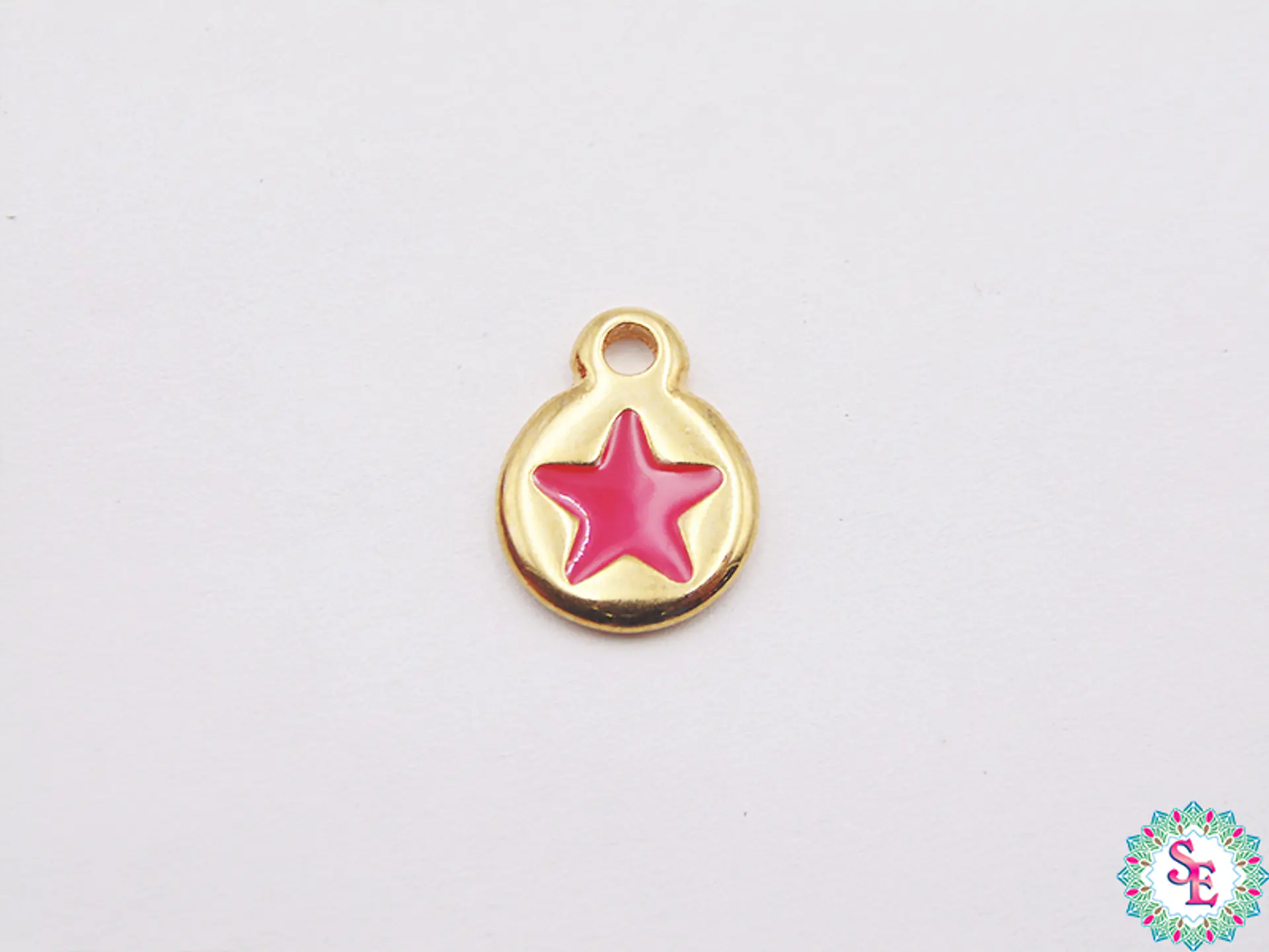SAMAK DORADA DIJE APLIQUE ESTRELLA FUCSIA 10MM UNIDAD 1
