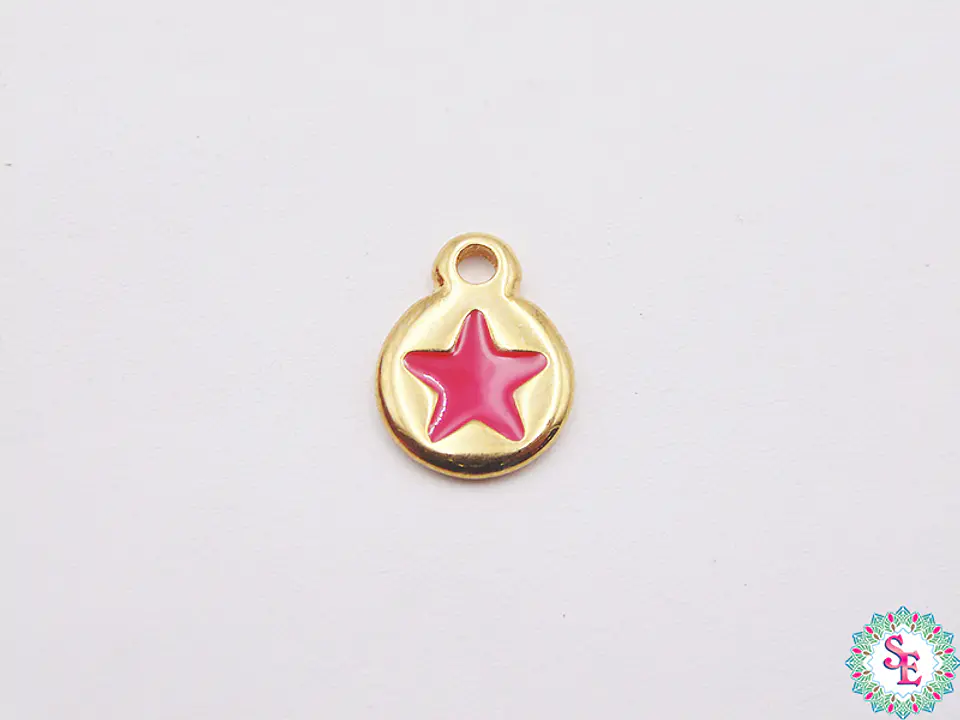 SAMAK DORADA DIJE APLIQUE ESTRELLA FUCSIA 10MM UNIDAD 1