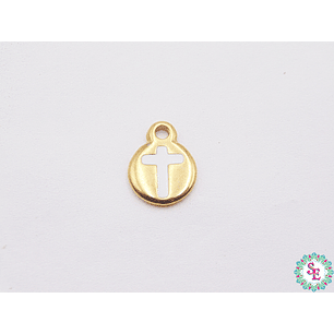 SAMAK DORADA DIJE APLIQUE CRUZ BLANCA 10MM 