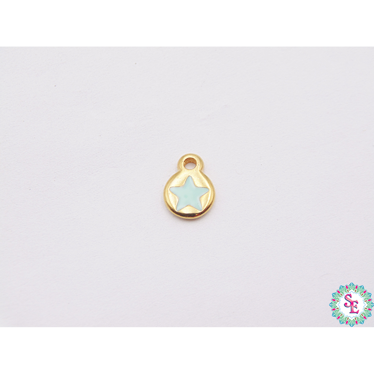 SAMAK DORADA DIJE APLIQUE ESTRE MINI VERDE MENTA 7MM PAQUETE X 5 UNIDADES  1