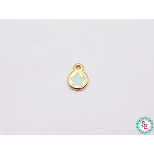 SAMAK DORADA DIJE APLIQUE ESTRE MINI VERDE MENTA 7MM PAQUETE X 5 UNIDADES 