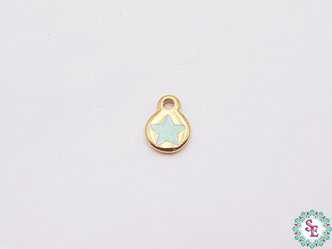 SAMAK DORADA DIJE APLIQUE ESTRE MINI VERDE MENTA 7MM PAQUETE X 5 UNIDADES 