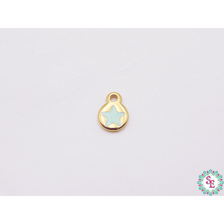 SAMAK DORADA DIJE APLIQUE ESTRE MINI VERDE MENTA 7MM PAQUETE X 5 UNIDADES  1