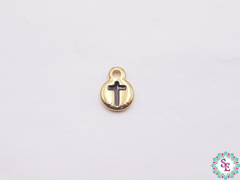 SAMAK DORADA DIJE APLIQUE CRUZ MINI NEGRA 7MM X UND 