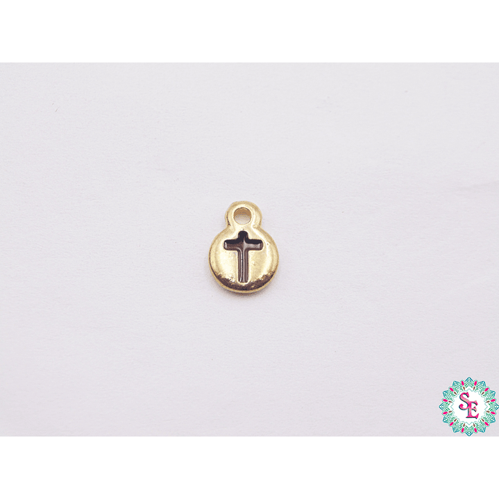 SAMAK DORADA DIJE APLIQUE CRUZ MINI NEGRA 7MM X UND  1