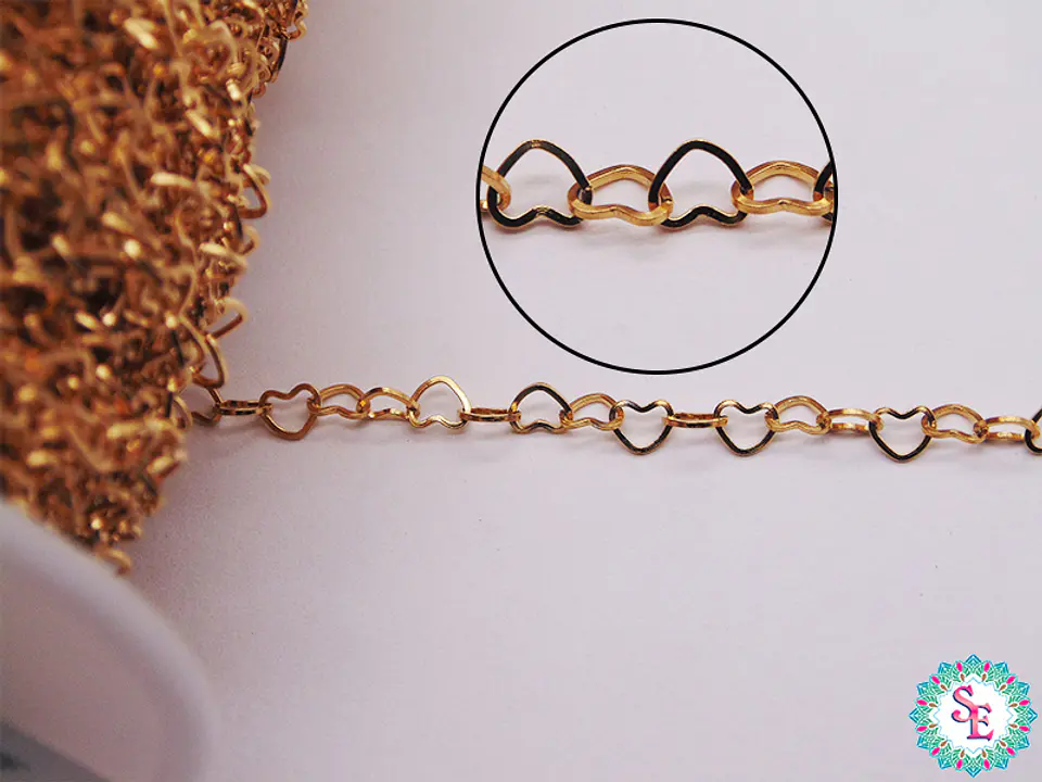 ACERO DORADO  CADENA CORAZON 4MM 3