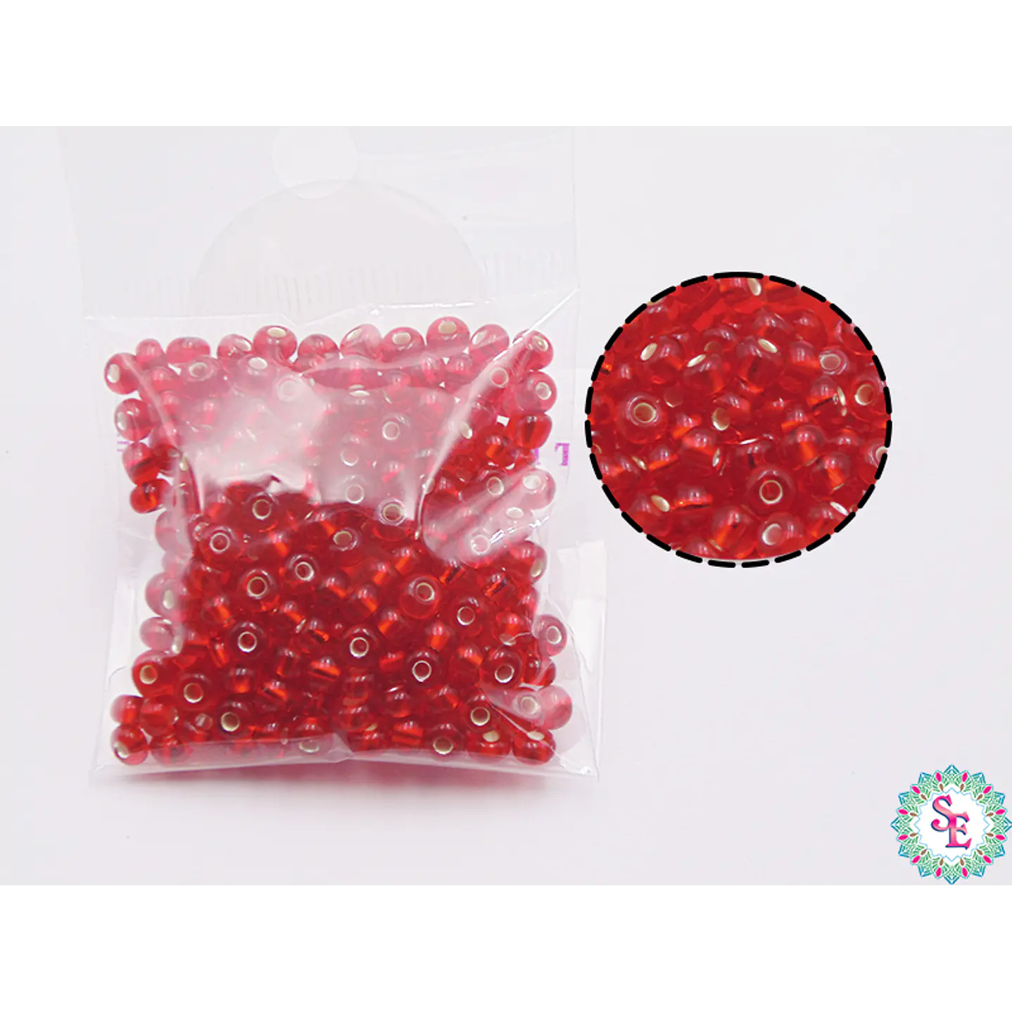 CHAQUIRA CHECA 6/0 (4MM) ROJO BRILLANTE X 20 GRAMOS (296 UND APROX) 1