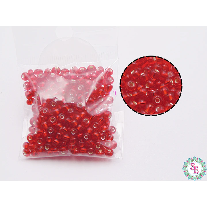 CHAQUIRA CHECA 6/0 (4MM) ROJO BRILLANTE X 20 GRAMOS (296 UND APROX) 1