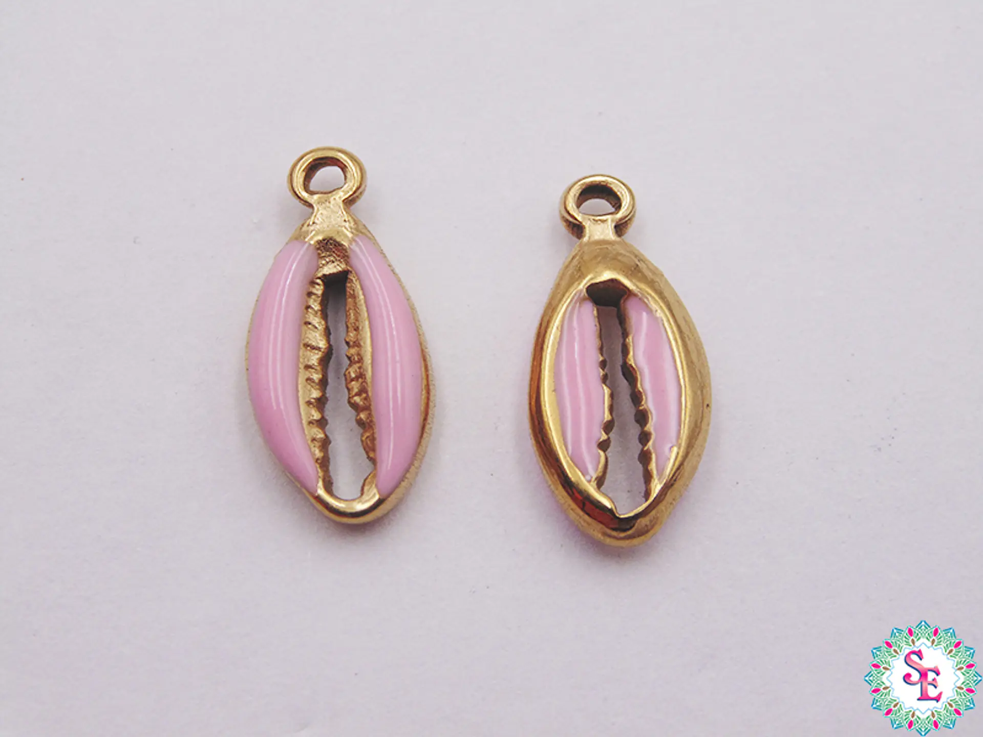 ACERO DORADO DIJE CONCHA RESINA ROSADO 17*8MM  1