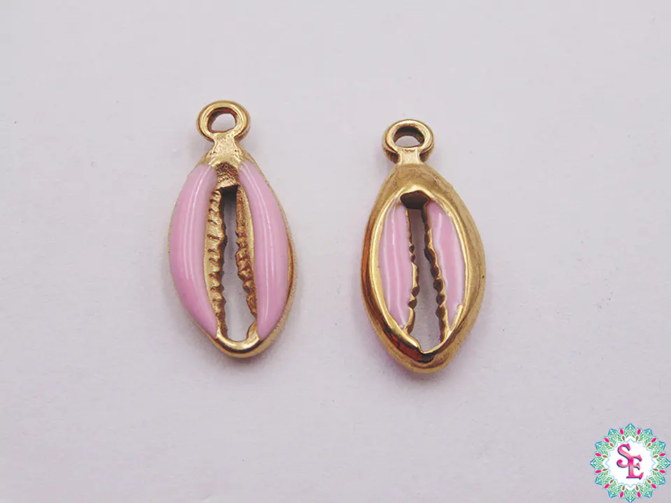 ACERO DORADO DIJE CONCHA RESINA ROSADO 17*8MM  1