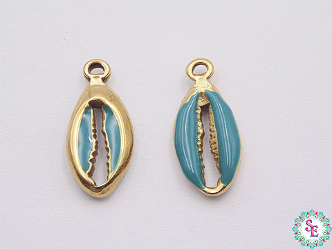 ACERO DORADO DIJE CONCHA RESINA VERDE 17*8MM 