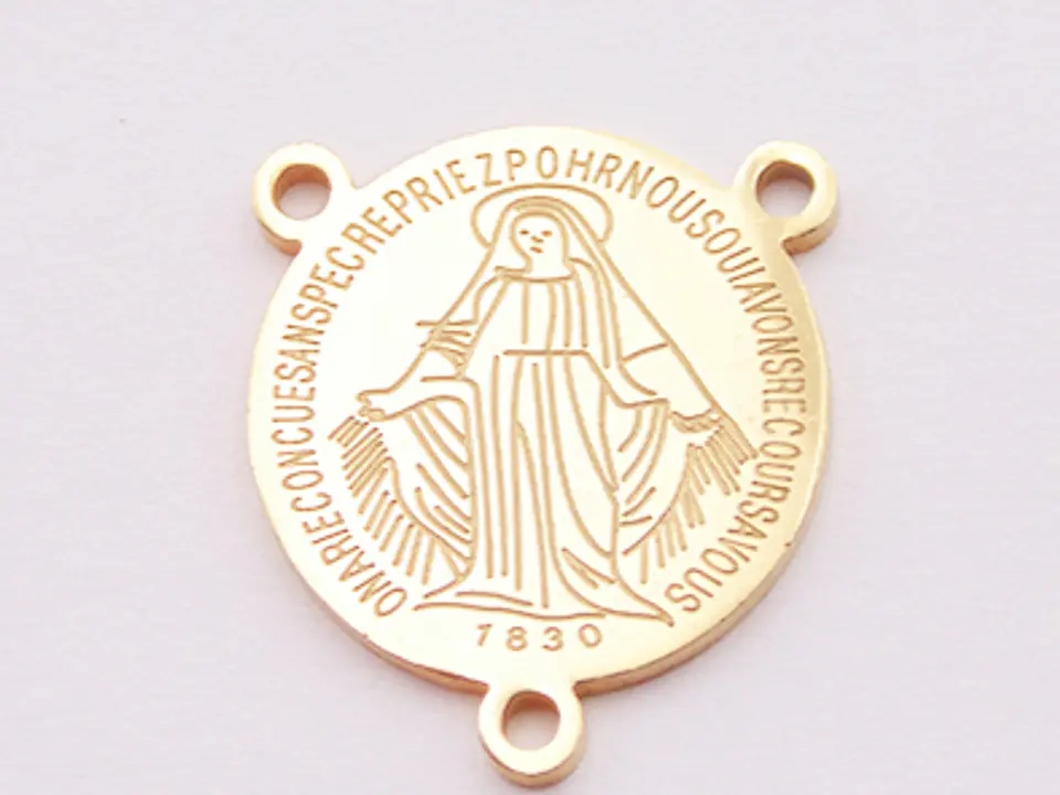 ACERO DORADO CRUCERO VIRGEN MILAGROSA 16MM  1