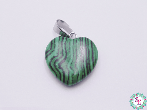 PIEDRA NATURAL CORAZON DIJE 20M MALAKITA