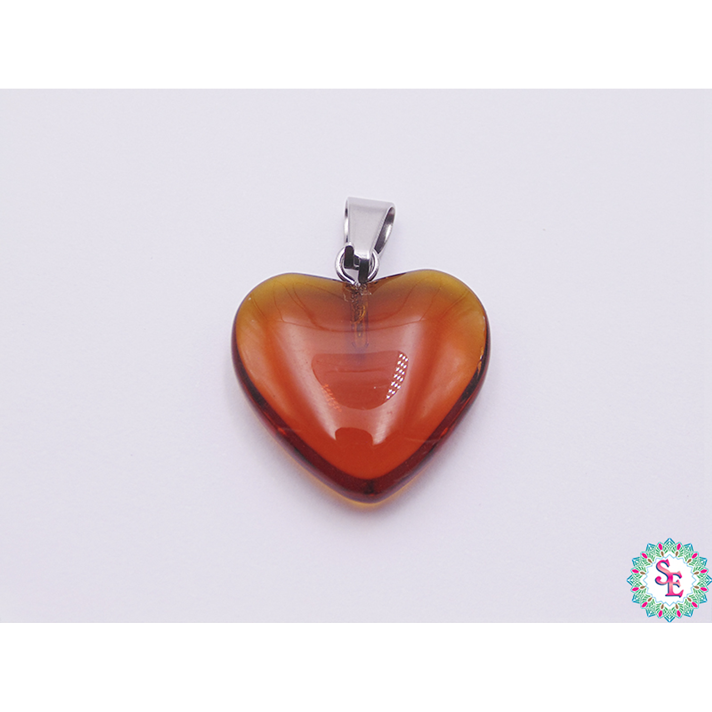 CRISTAL CORAZON DIJE 20MM ROJO CAFE OSCURO TRANSPARENTE 1