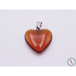 CRISTAL CORAZON DIJE 20MM ROJO CAFE OSCURO TRANSPARENTE