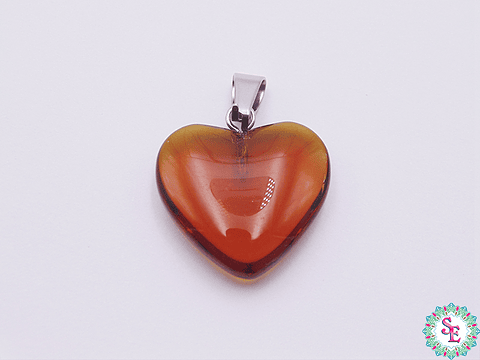 CRISTAL CORAZON DIJE 20MM ROJO CAFE OSCURO TRANSPARENTE