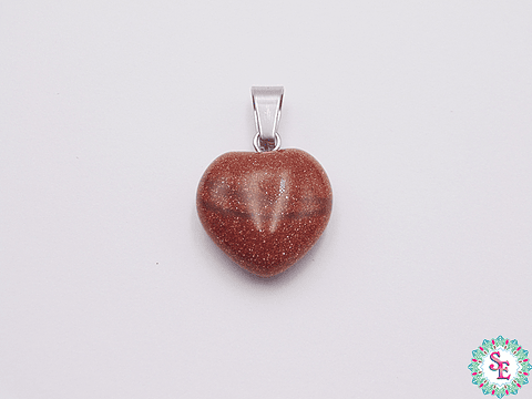 PIEDRA NATURAL CORAZON DIJE 16MM LLUVIA ORO