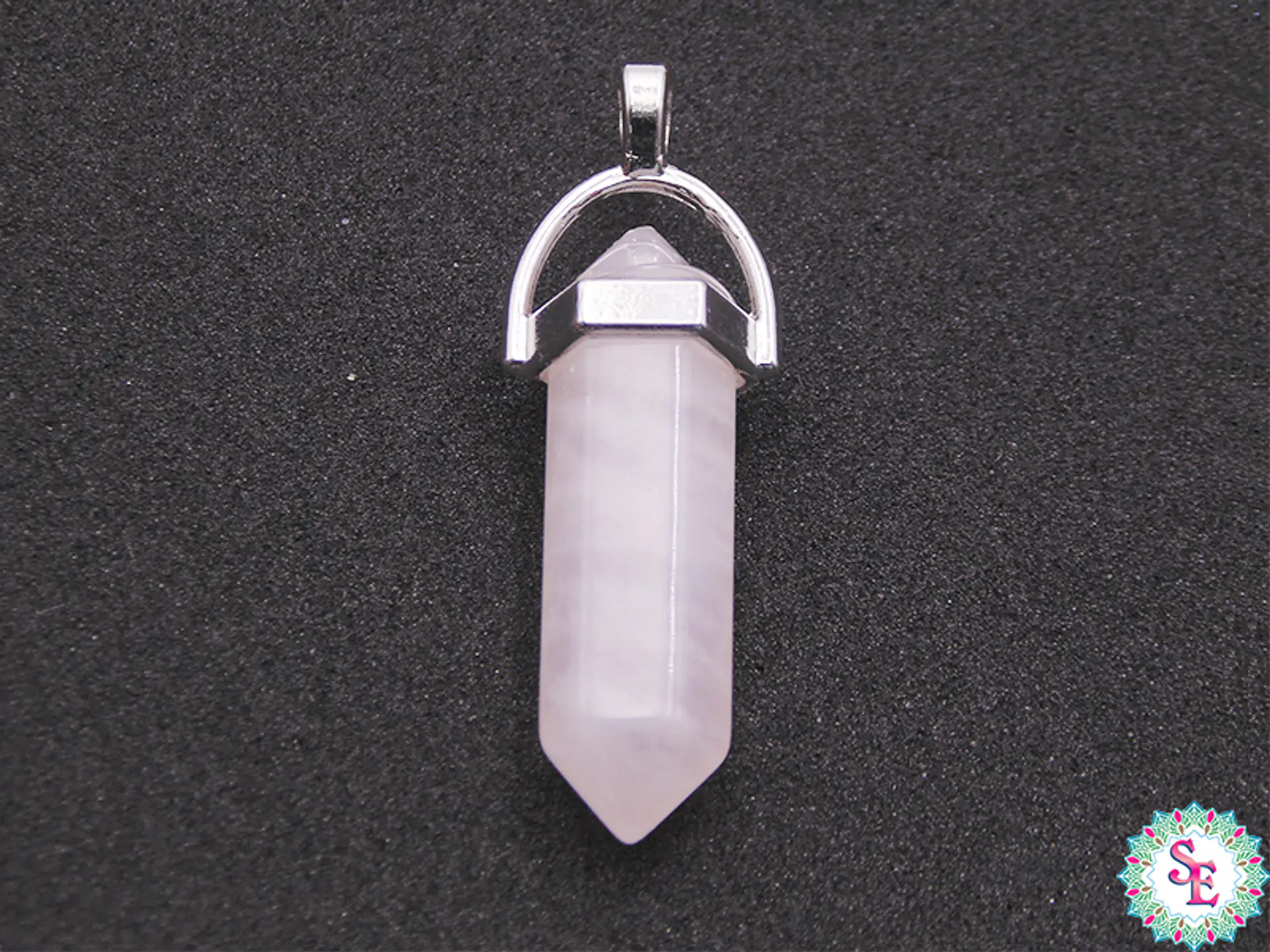 PIEDRA NATURAL PENDULO HERRAJE 8*30M CUARZO ROSADO 1