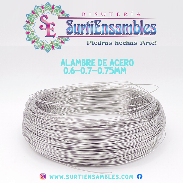 ALAMBRE ACERO PLATEADO CALIBRE 0.75MM #20 (280METROS APROX ) 2