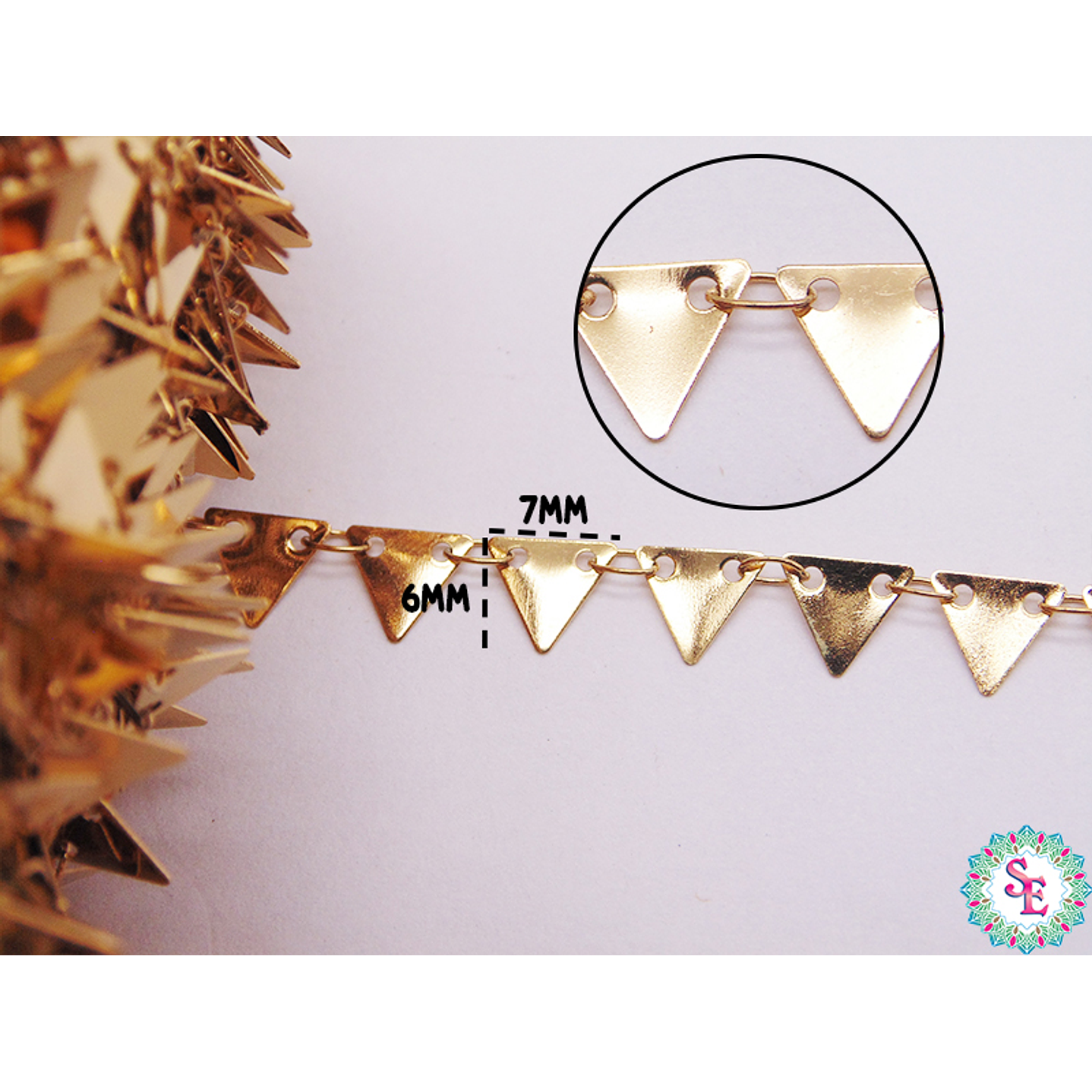  ACERO DORADO CADENA TRIANGULO 7*6MM 2