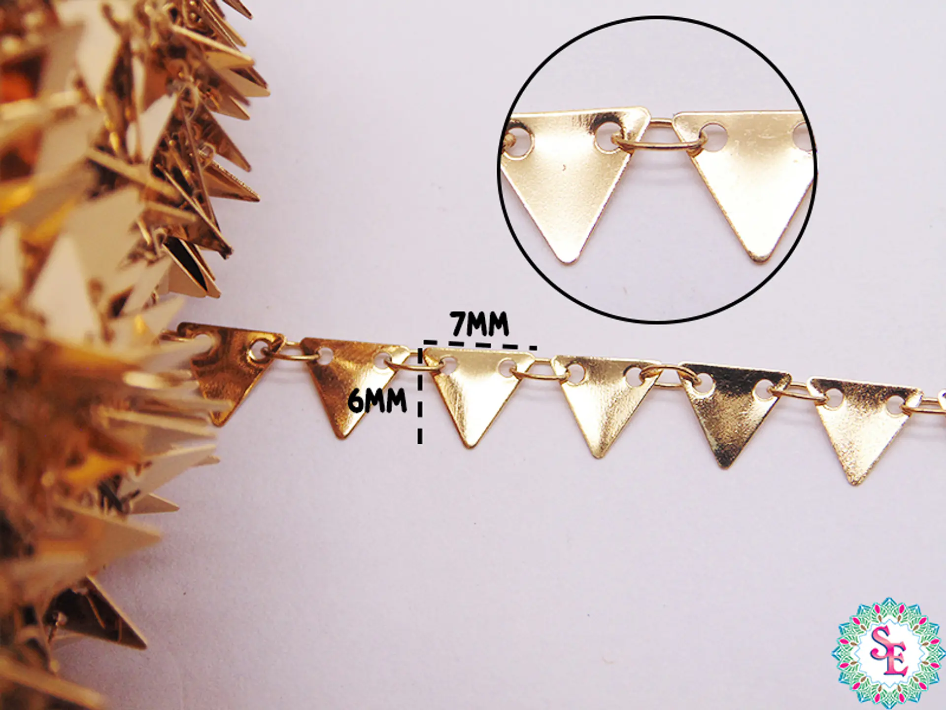 ACERO DORADO CADENA TRIANGULO 7*6MM 2