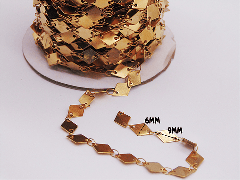  ACERO DORADO CADENA ROMBO 9*6MM