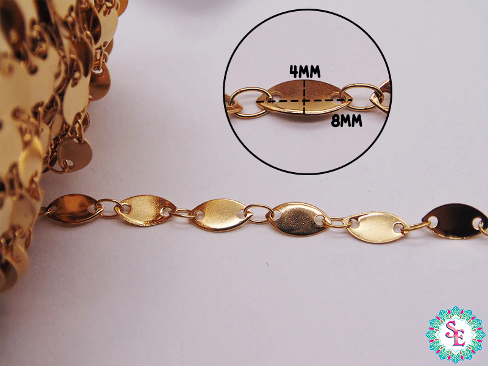 ACERO DORADO CADENA OVALADA 8*4MM 2