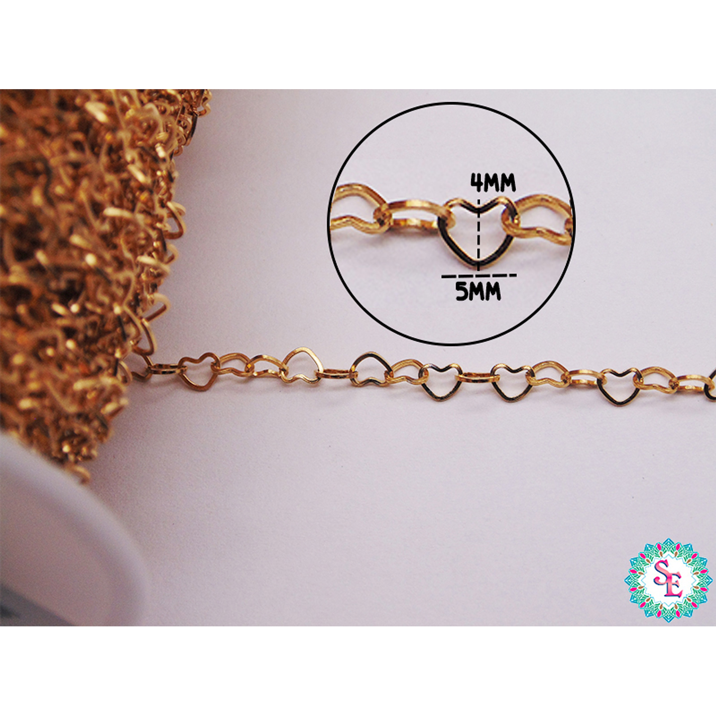 ACERO DORADO  CADENA CORAZON 4MM 1