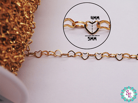 ACERO DORADO  CADENA CORAZON 4MM