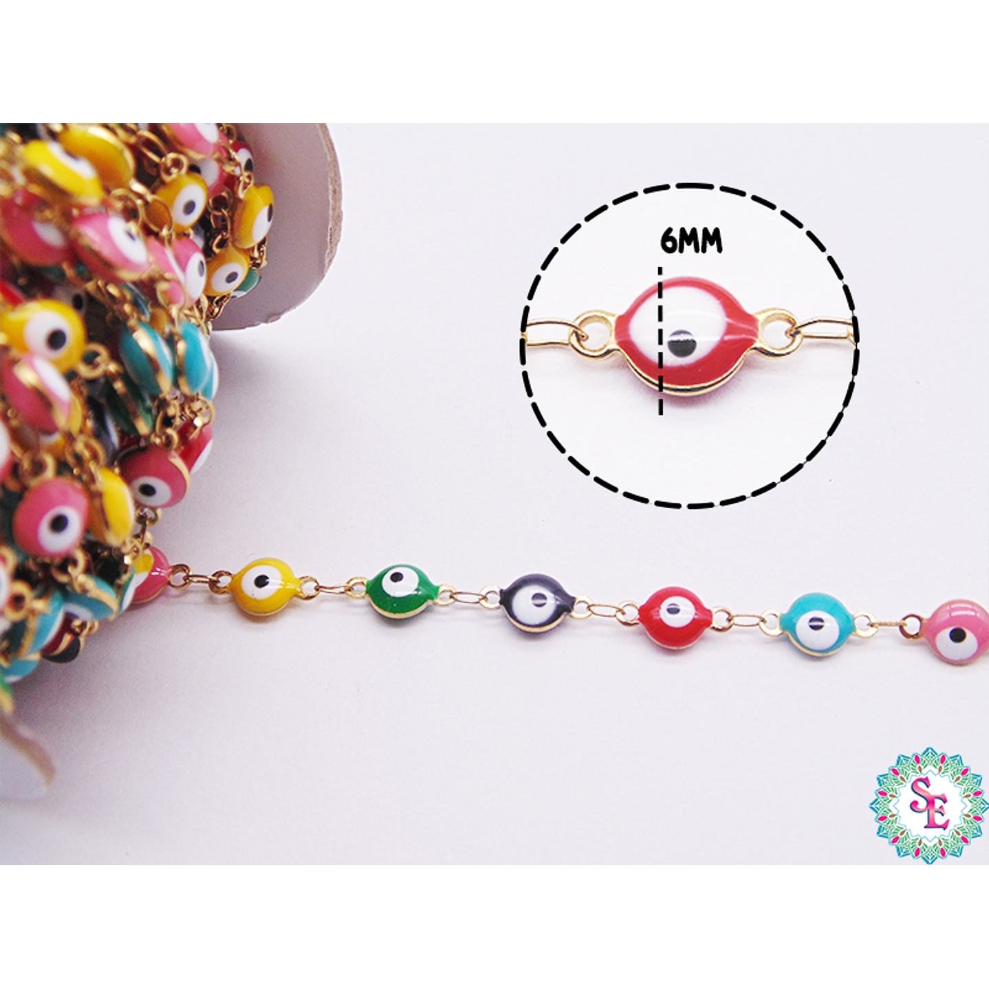 ACERO DORADO  CADENA OJO REDONDO PLANO MIX COLOR 6MM  3