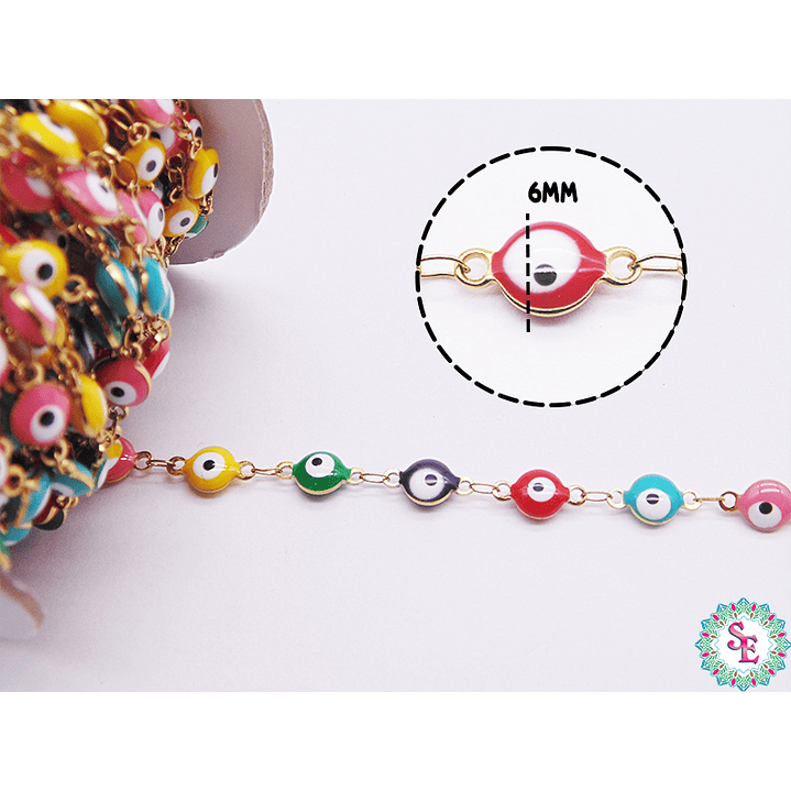 ACERO DORADO  CADENA OJO REDONDO PLANO MIX COLOR 6MM  3