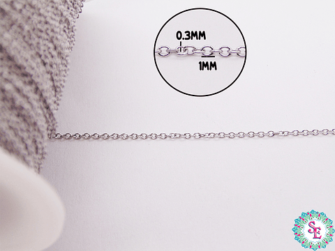 CADENA ACERO PLATEADA 0.3MM OVALADA