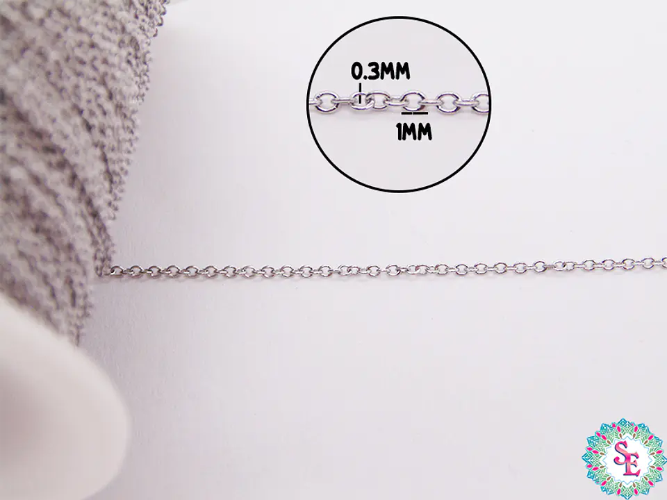CADENA ACERO PLATEADA 0.3MM OVALADA 1