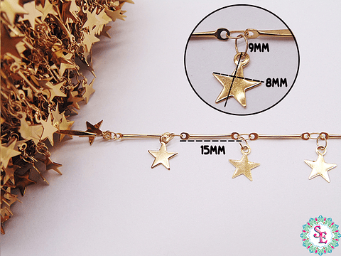 ACERO DORADO CADENA ESTRELLA PALO SEPARADOR 